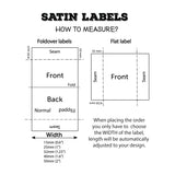 White Silky Satin labels with crisp BLACK ink
