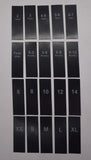 Sizing labels mix - Black satin with MILKY WHITE ink