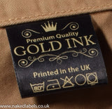 Black Satin Labels with White or Gold ink